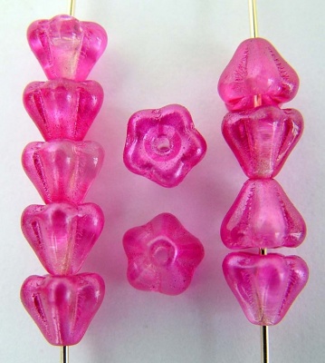 Flower Bell Pink 8mm Satin Coated Magenta 00030-37100 Czech Glass Bead x 25